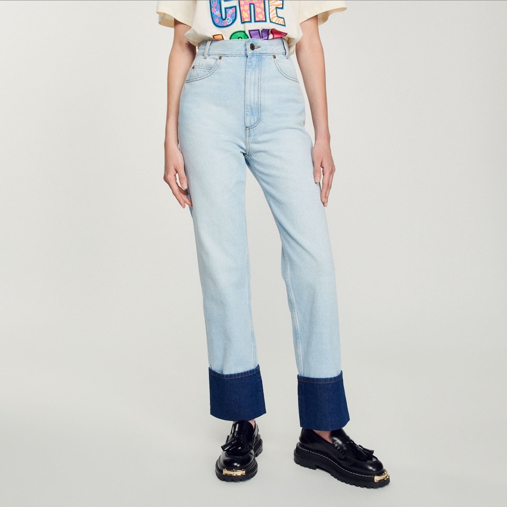 Sandro Lord two-tone high-rise straight-leg jeans in size 36(US 4)